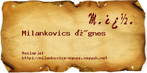 Milankovics Ágnes névjegykártya